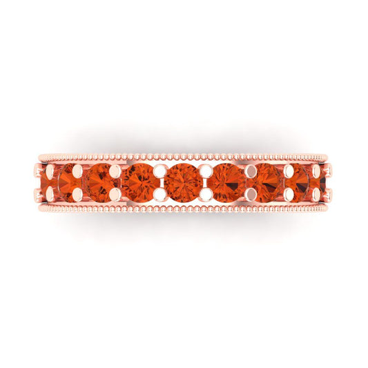 0.81 cttw Simulated Red Diamond Round Cut Rose Gold Eternity Wedding Band
