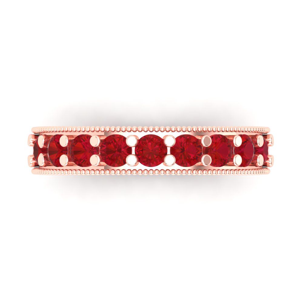0.81 cttw Simulated Ruby Round Cut Rose Gold Eternity Wedding Band