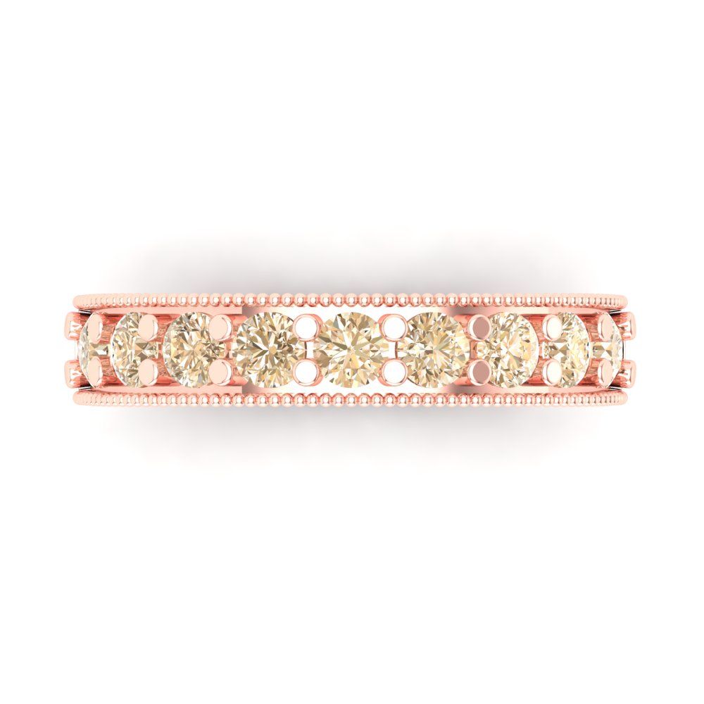 0.81 cttw Natural Morganite Round Cut Rose Gold Eternity Wedding Band