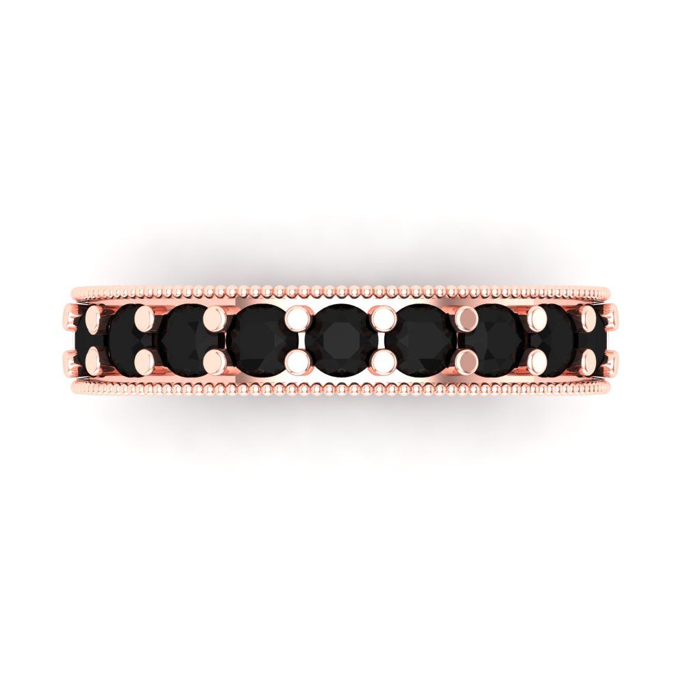 0.81 cttw Natural Onyx Round Cut Rose Gold Eternity Wedding Band