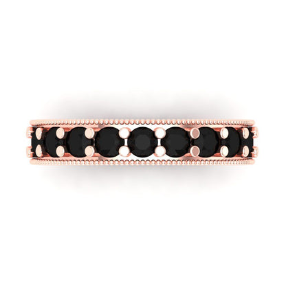 0.81 cttw Natural Onyx Round Cut Rose Gold Eternity Wedding Band