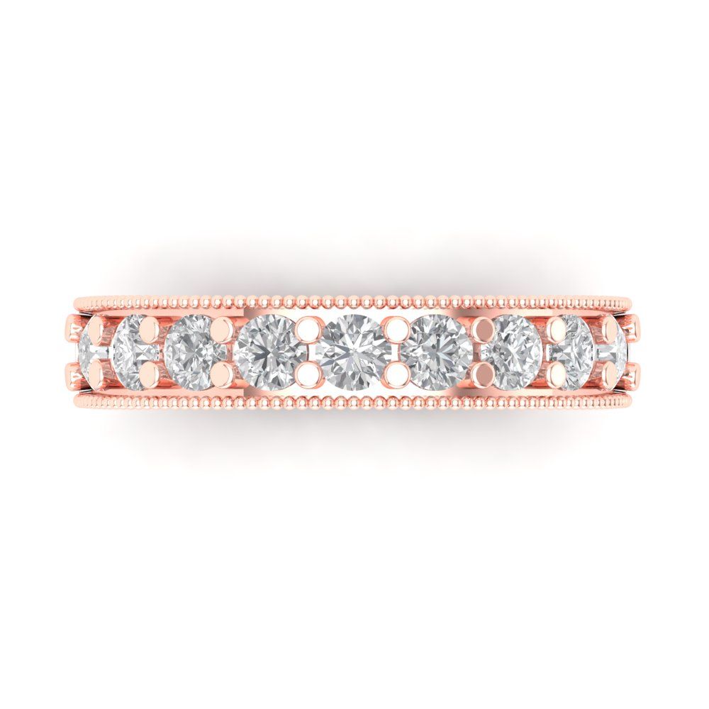 0.81 cttw Moissanite Round Cut Rose Gold Eternity Wedding Band