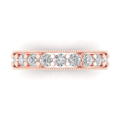 0.81 cttw Moissanite Round Cut Rose Gold Eternity Wedding Band