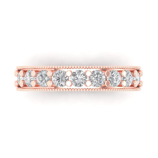 0.81 cttw Moissanite Round Cut Rose Gold Eternity Wedding Band