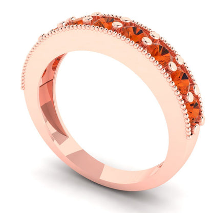 0.81 cttw Simulated Red Diamond Round Cut Rose Gold Eternity Wedding Band