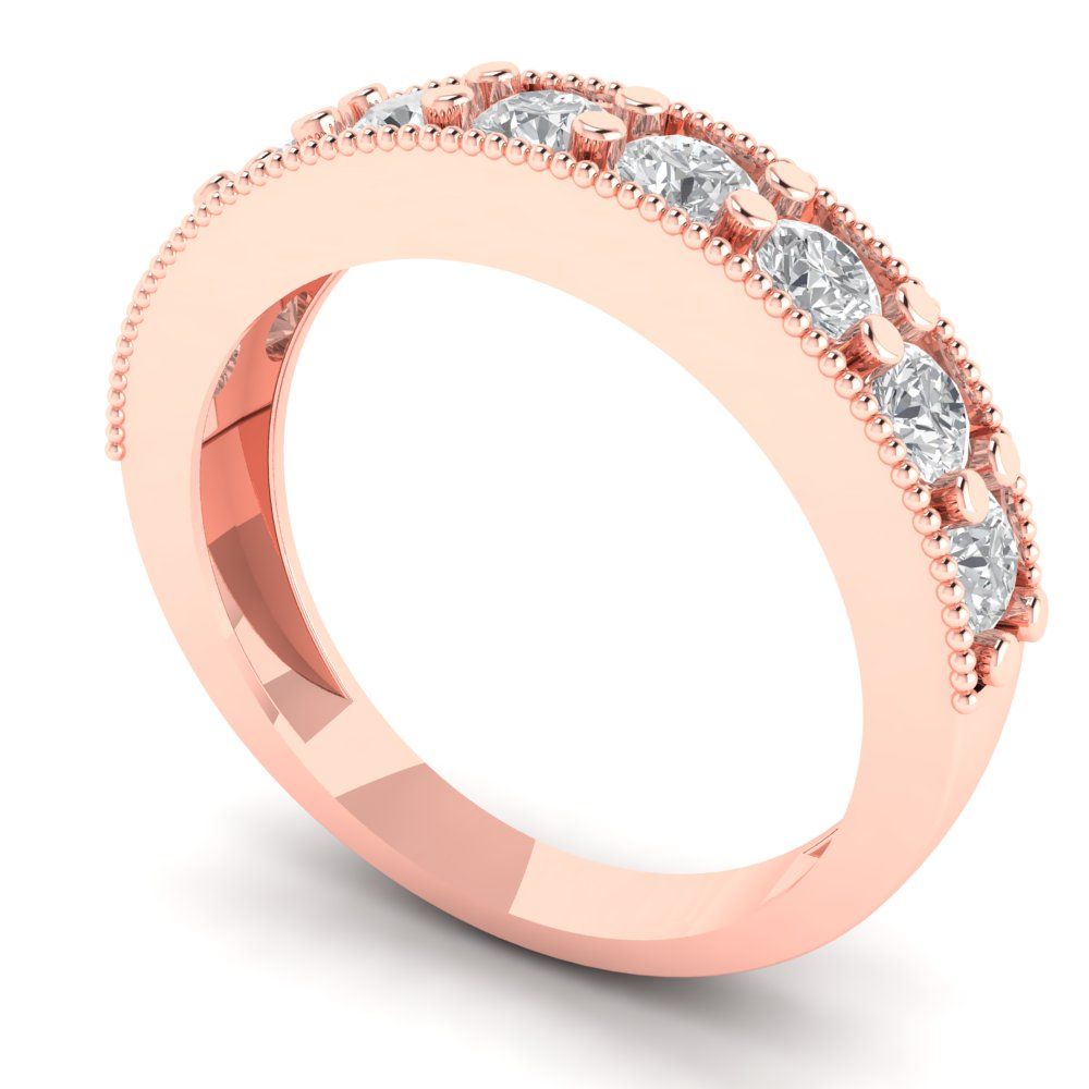 0.81 cttw Moissanite Round Cut Rose Gold Eternity Wedding Band