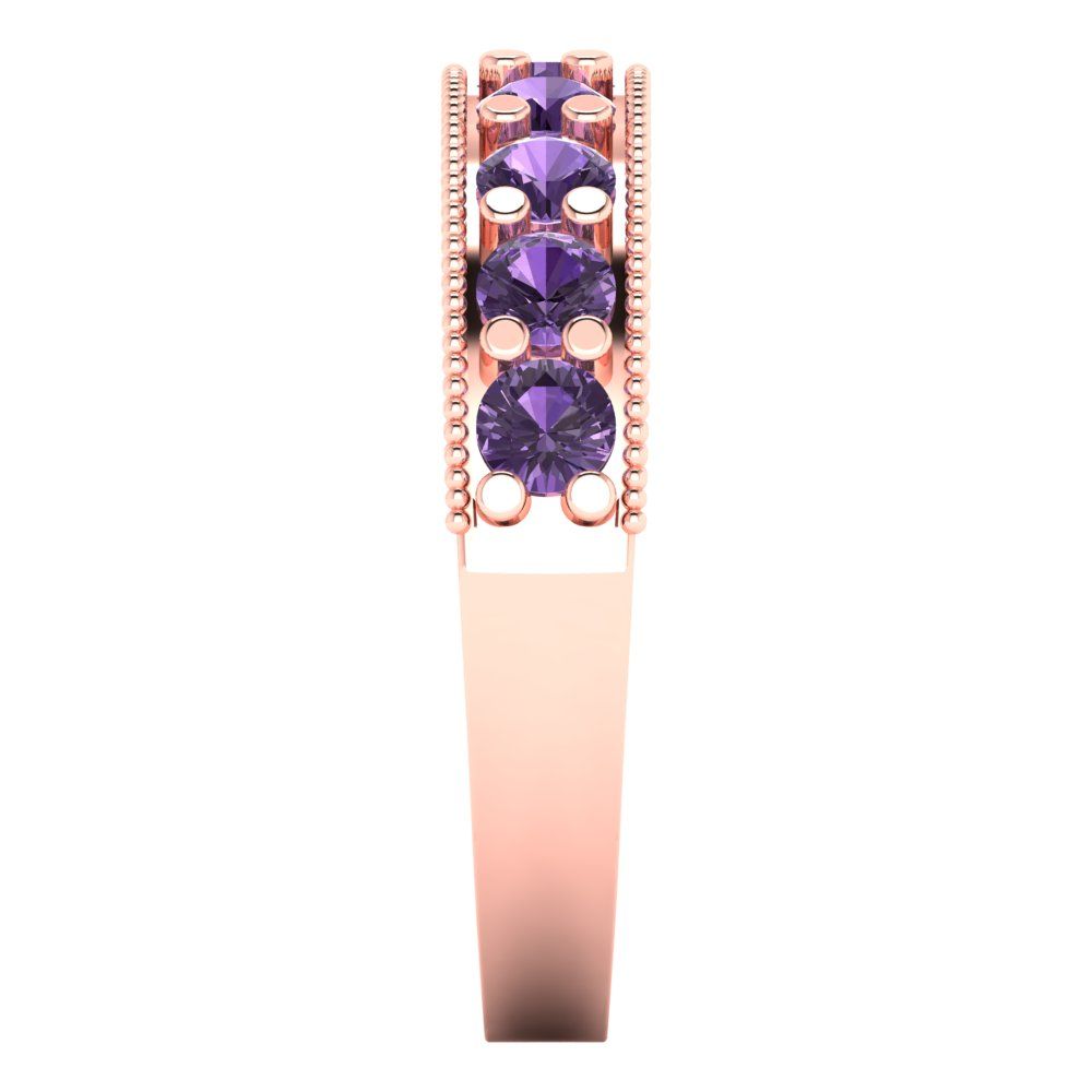0.81 cttw Simulated Alexandrite Round Cut Rose Gold Eternity Wedding Band