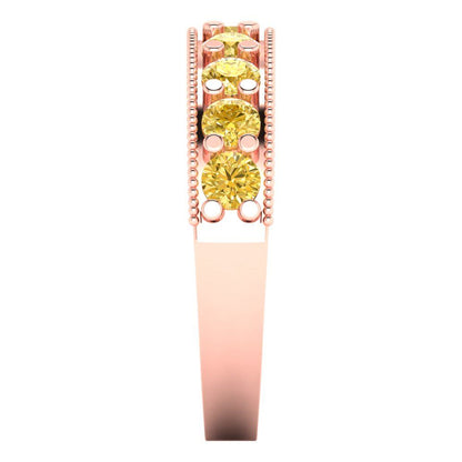 0.81 cttw Natural Citrine Round Cut Rose Gold Eternity Wedding Band