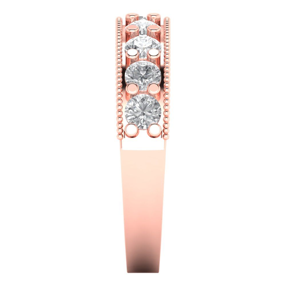 0.81 ct Brilliant Round Cut Natural Diamond Stone Clarity VS1-2 Color G-H Rose Gold Band