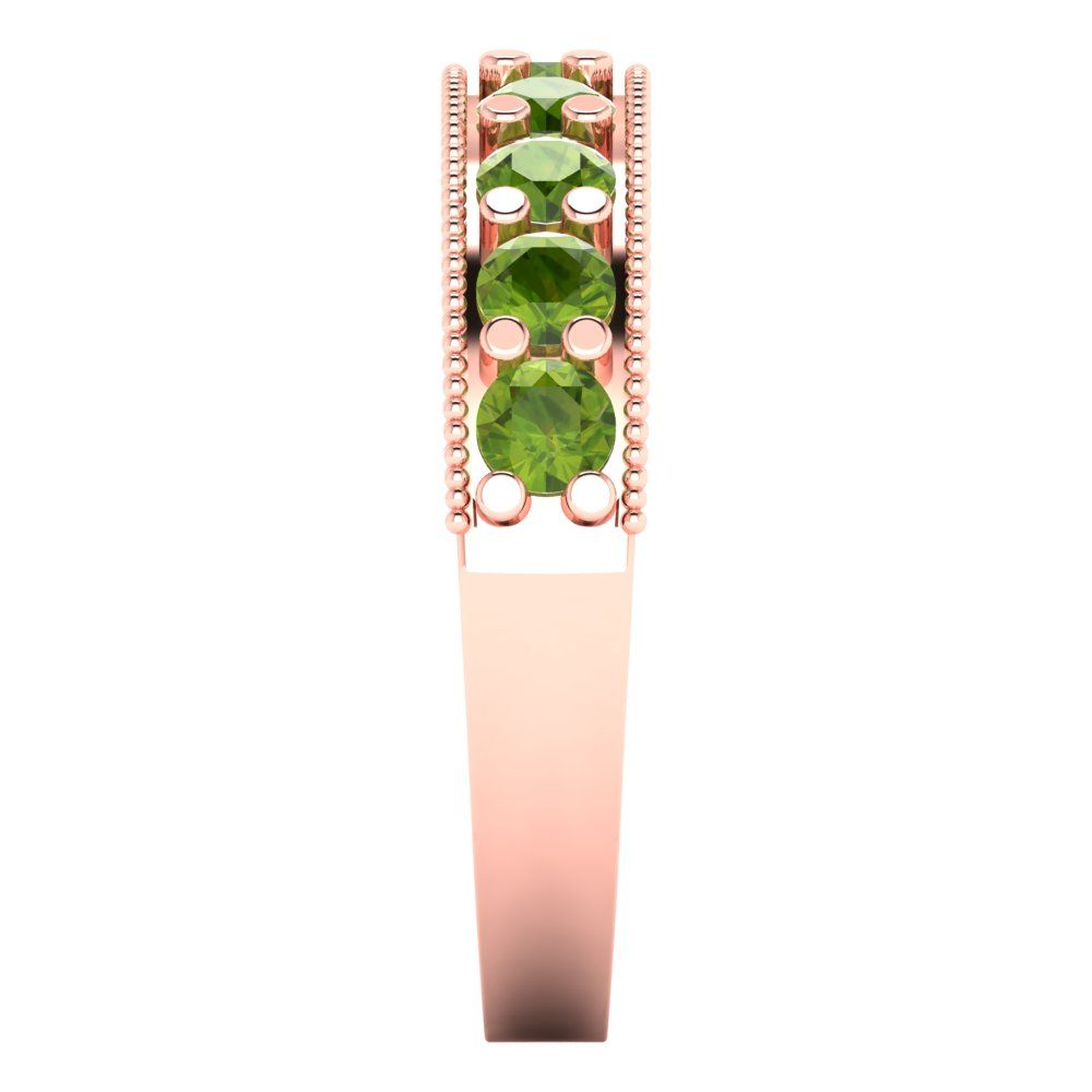 0.81 cttw Natural Peridot Round Cut Rose Gold Eternity Wedding Band