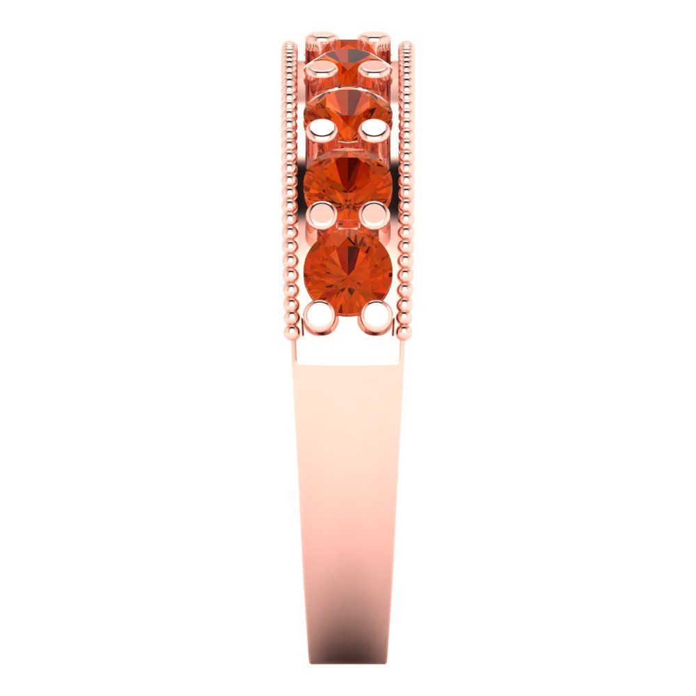 0.81 cttw Simulated Red Diamond Round Cut Rose Gold Eternity Wedding Band