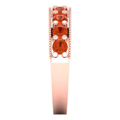 0.81 cttw Simulated Red Diamond Round Cut Rose Gold Eternity Wedding Band