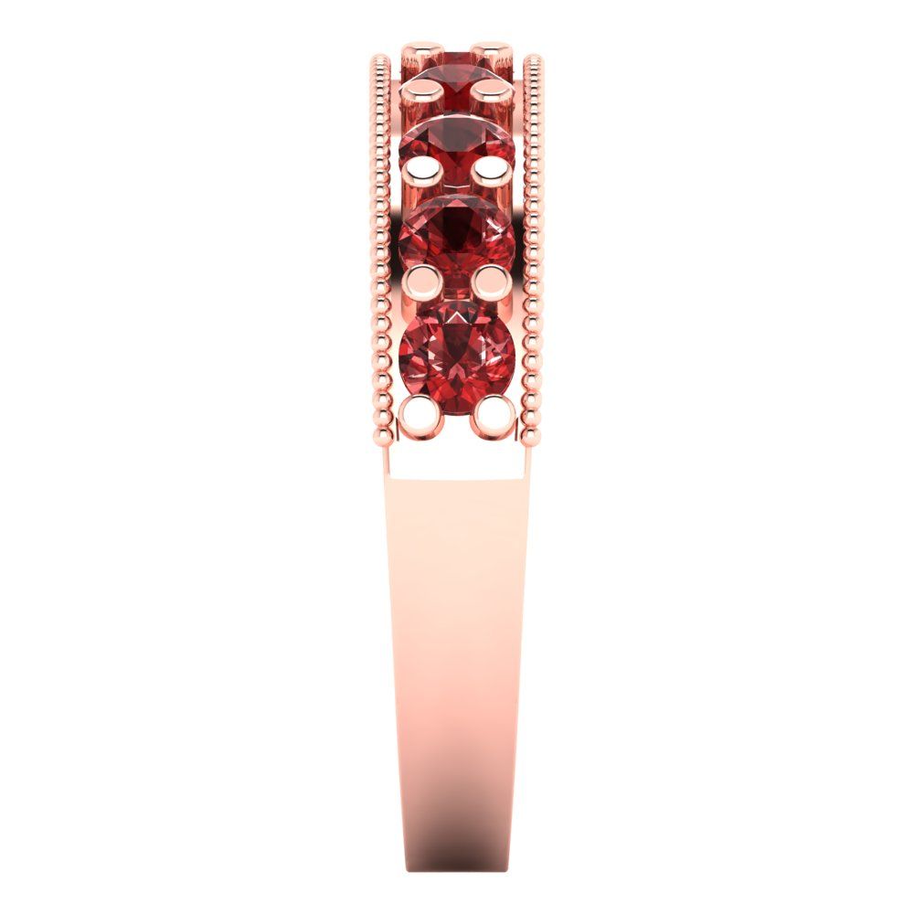 0.81 cttw Natural Garnet Round Cut Rose Gold Eternity Wedding Band