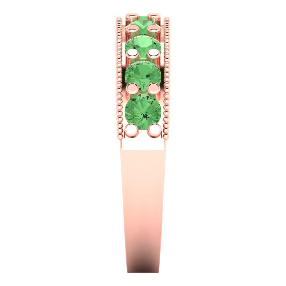 0.81 cttw Simulated Green Diamond Round Cut Rose Gold Eternity Wedding Band