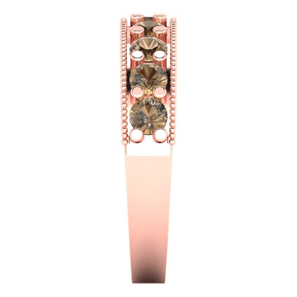 0.81 cttw Simulated Champagne Diamond Round Cut Rose Gold Eternity Wedding Band