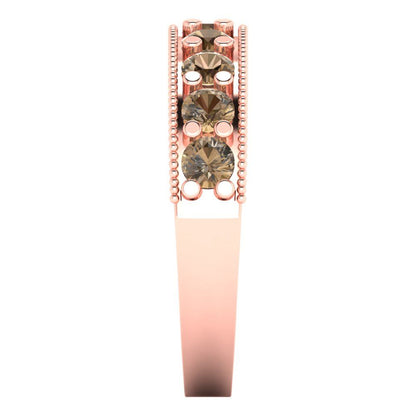 0.81 cttw Simulated Champagne Diamond Round Cut Rose Gold Eternity Wedding Band