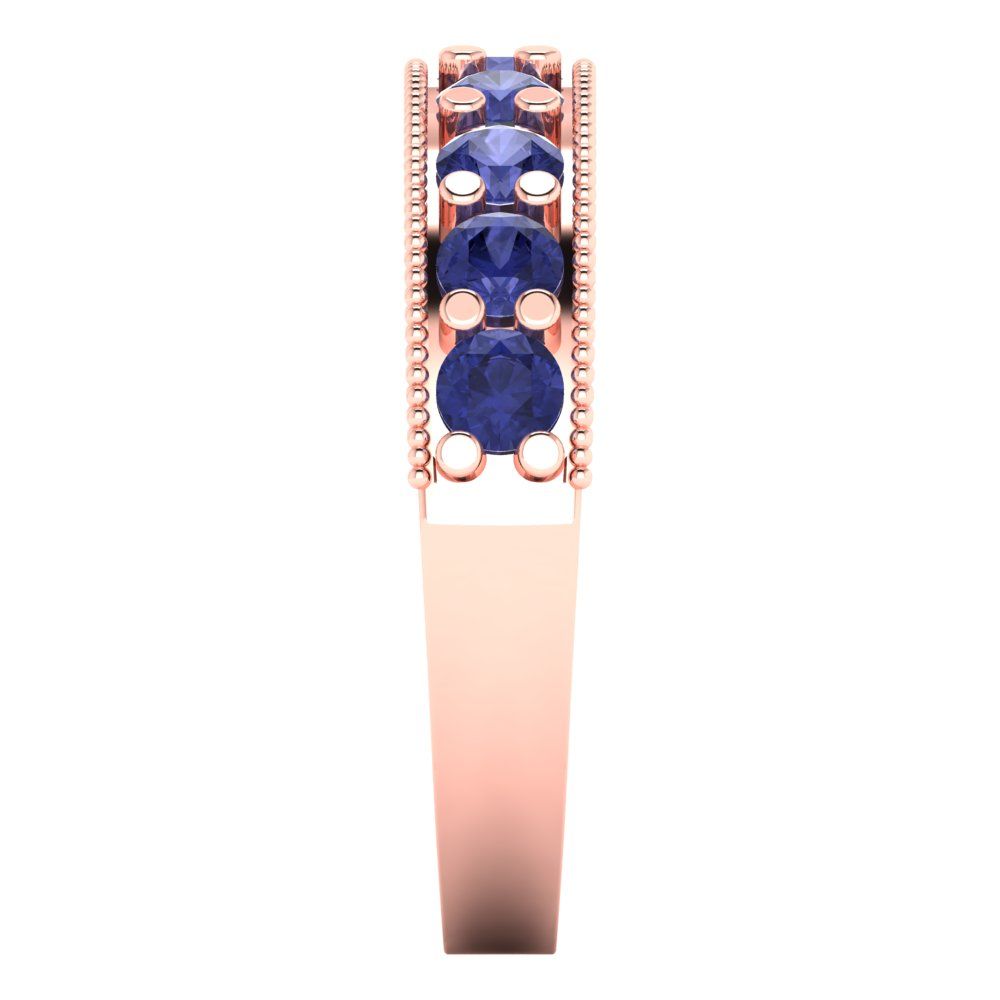 0.81 cttw Simulated Tanzanite Round Cut Rose Gold Eternity Wedding Band