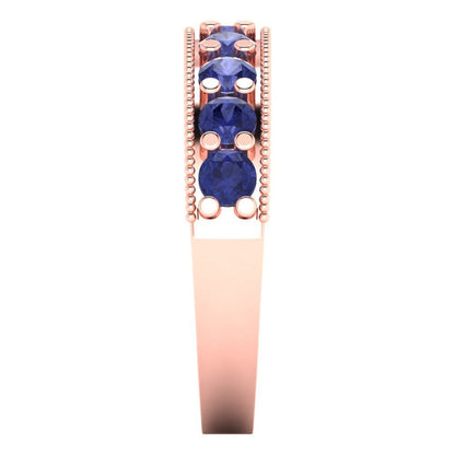 0.81 cttw Simulated Tanzanite Round Cut Rose Gold Eternity Wedding Band
