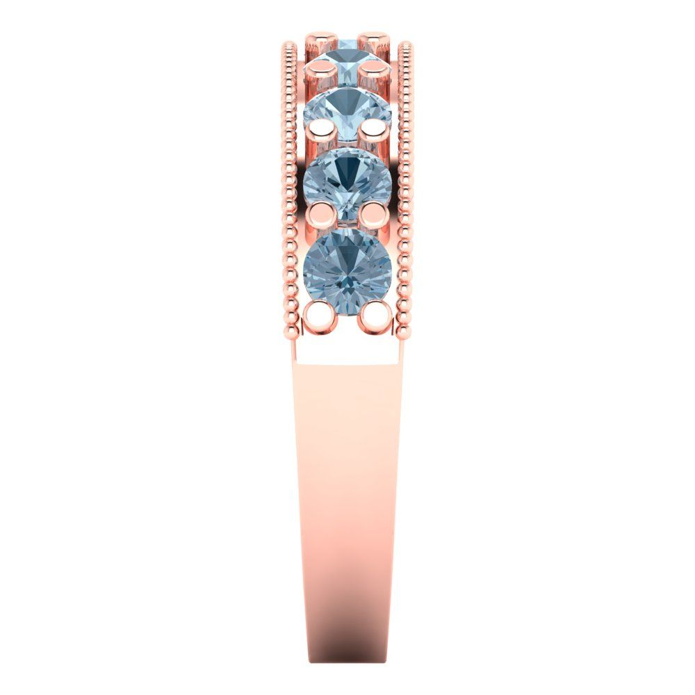 0.81 cttw Simulated Blue Diamond Round Cut Rose Gold Eternity Wedding Band