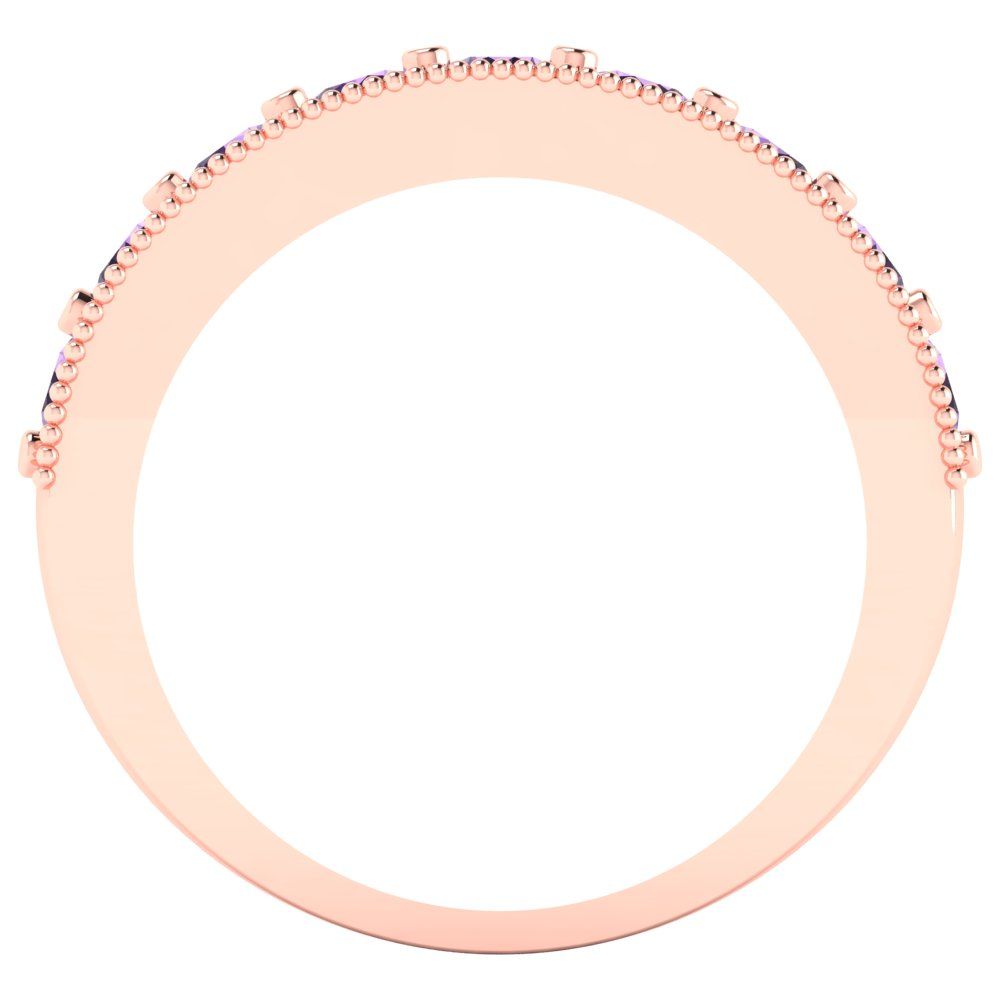 0.81 cttw Simulated Alexandrite Round Cut Rose Gold Eternity Wedding Band