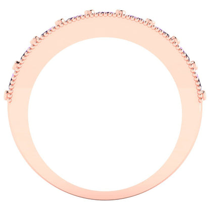 0.81 cttw Simulated Alexandrite Round Cut Rose Gold Eternity Wedding Band
