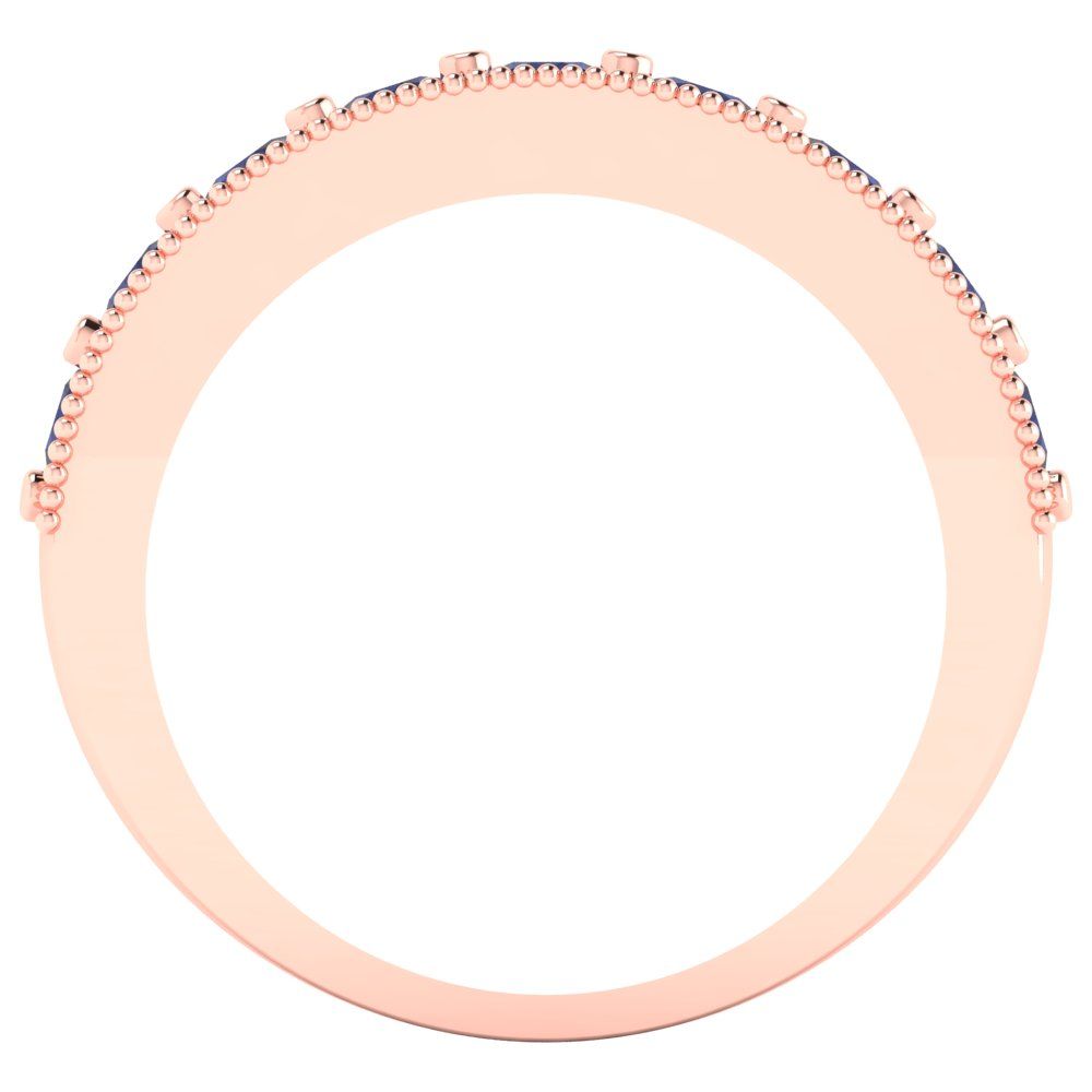 0.81 cttw Simulated Blue Sapphire Round Cut Rose Gold Eternity Wedding Band