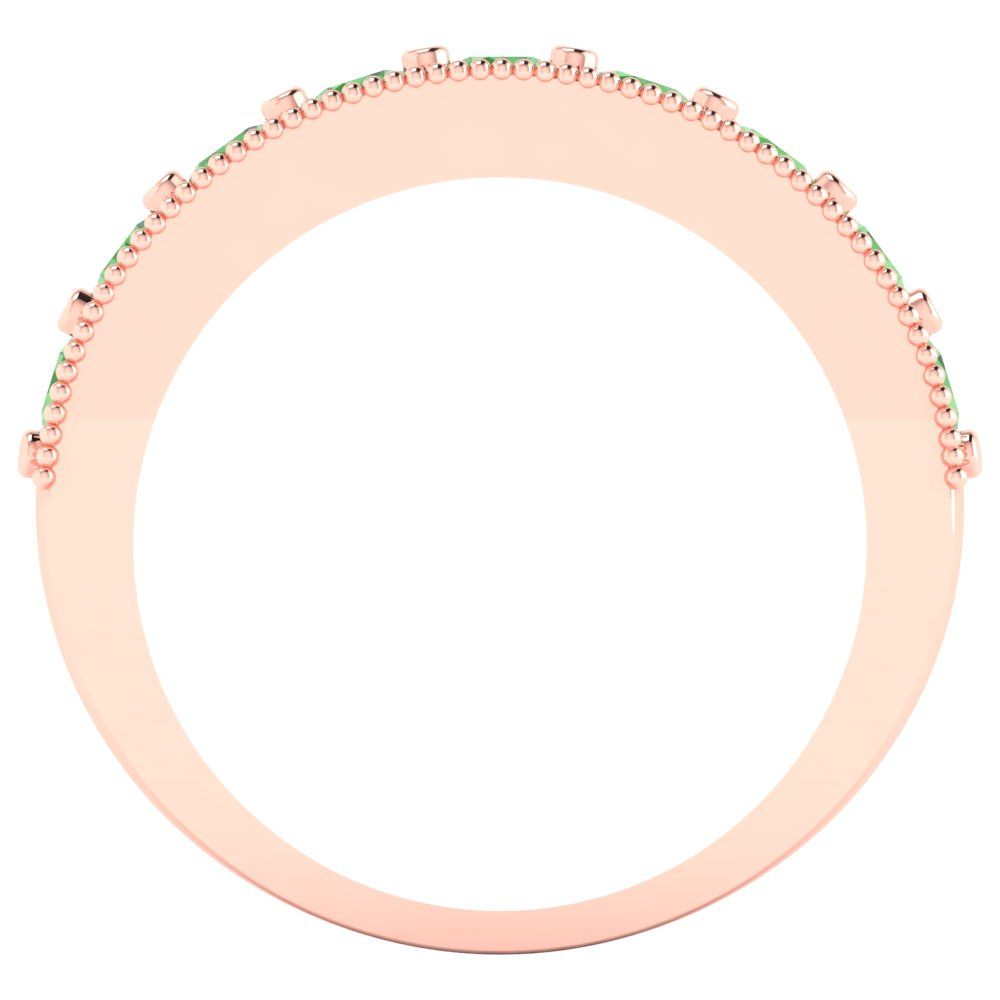 0.81 cttw Simulated Green Diamond Round Cut Rose Gold Eternity Wedding Band