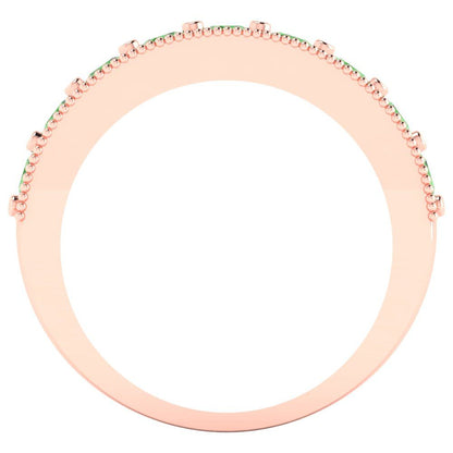 0.81 cttw Simulated Green Diamond Round Cut Rose Gold Eternity Wedding Band