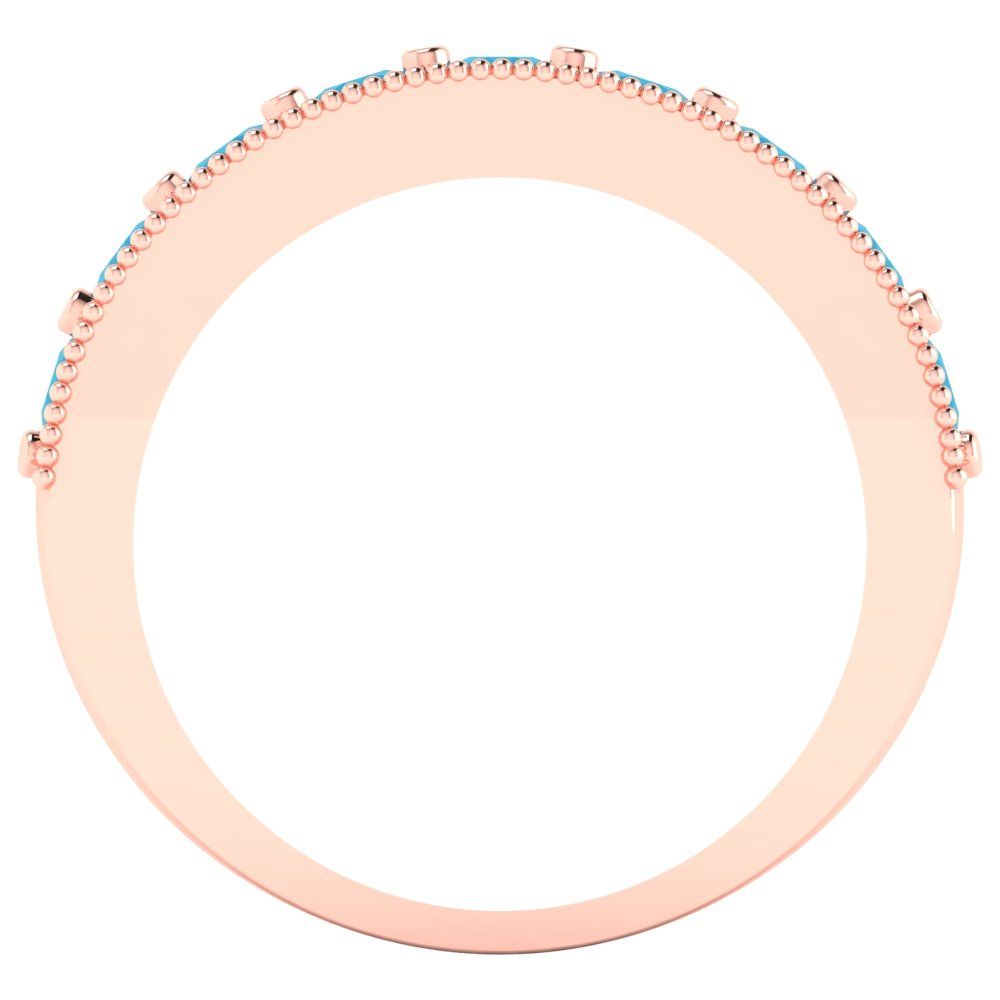 0.81 cttw Simulated Turquoise Round Cut Rose Gold Eternity Wedding Band