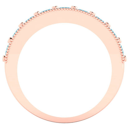 0.81 cttw Simulated Turquoise Round Cut Rose Gold Eternity Wedding Band