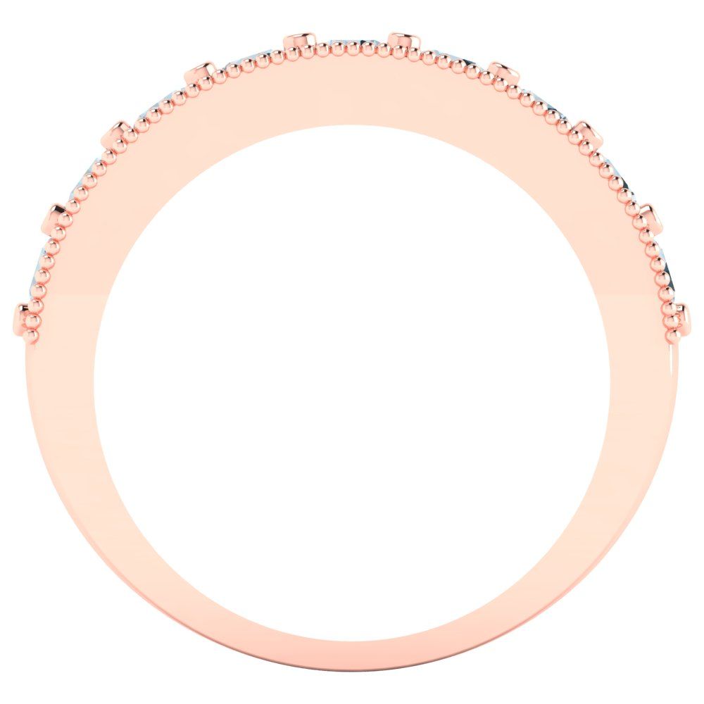 0.81 cttw Simulated Blue Diamond Round Cut Rose Gold Eternity Wedding Band