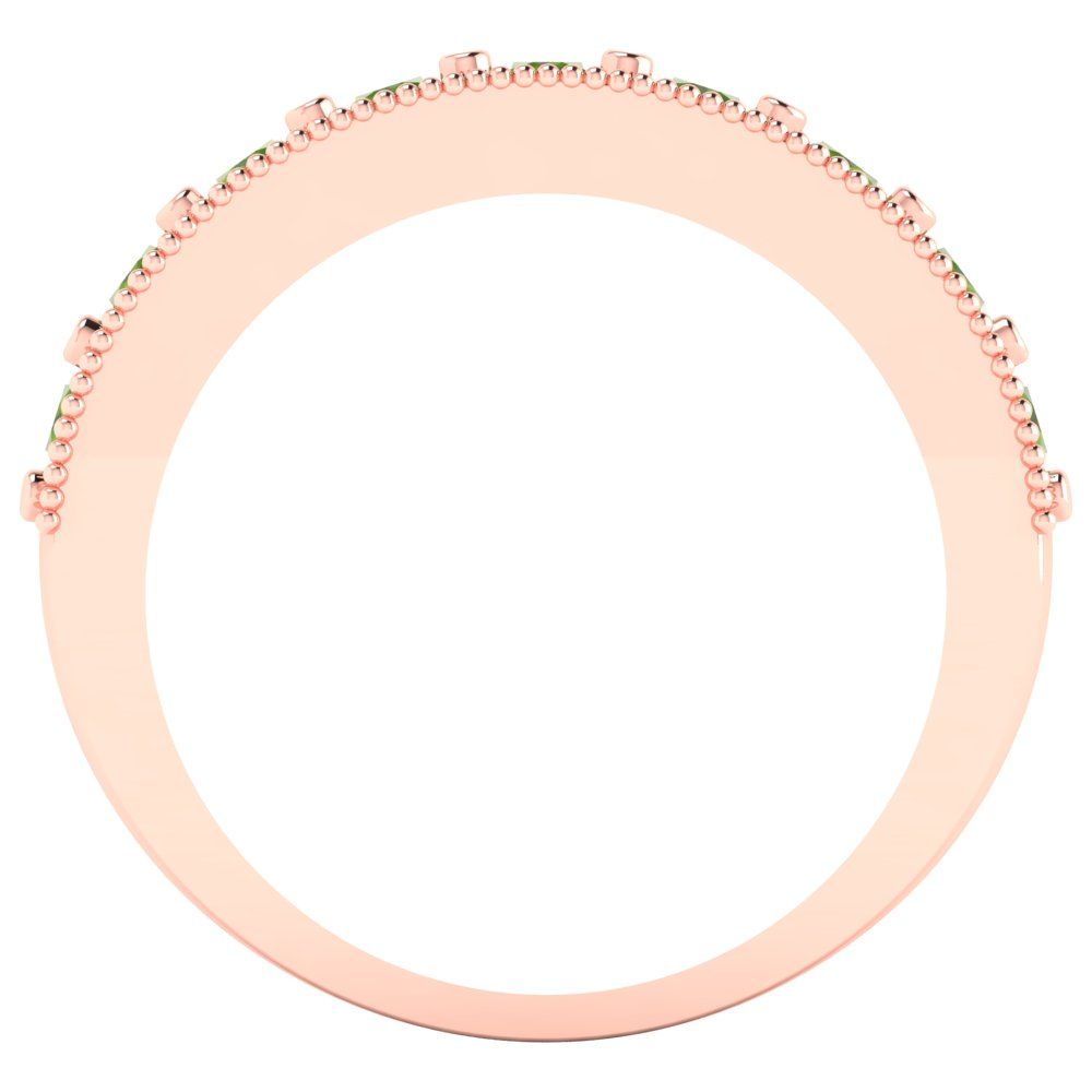 0.81 cttw Natural Peridot Round Cut Rose Gold Eternity Wedding Band