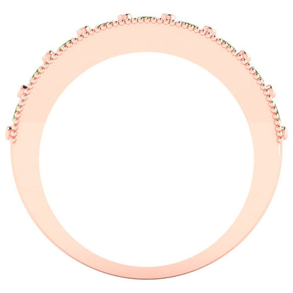 0.81 cttw Natural Peridot Round Cut Rose Gold Eternity Wedding Band