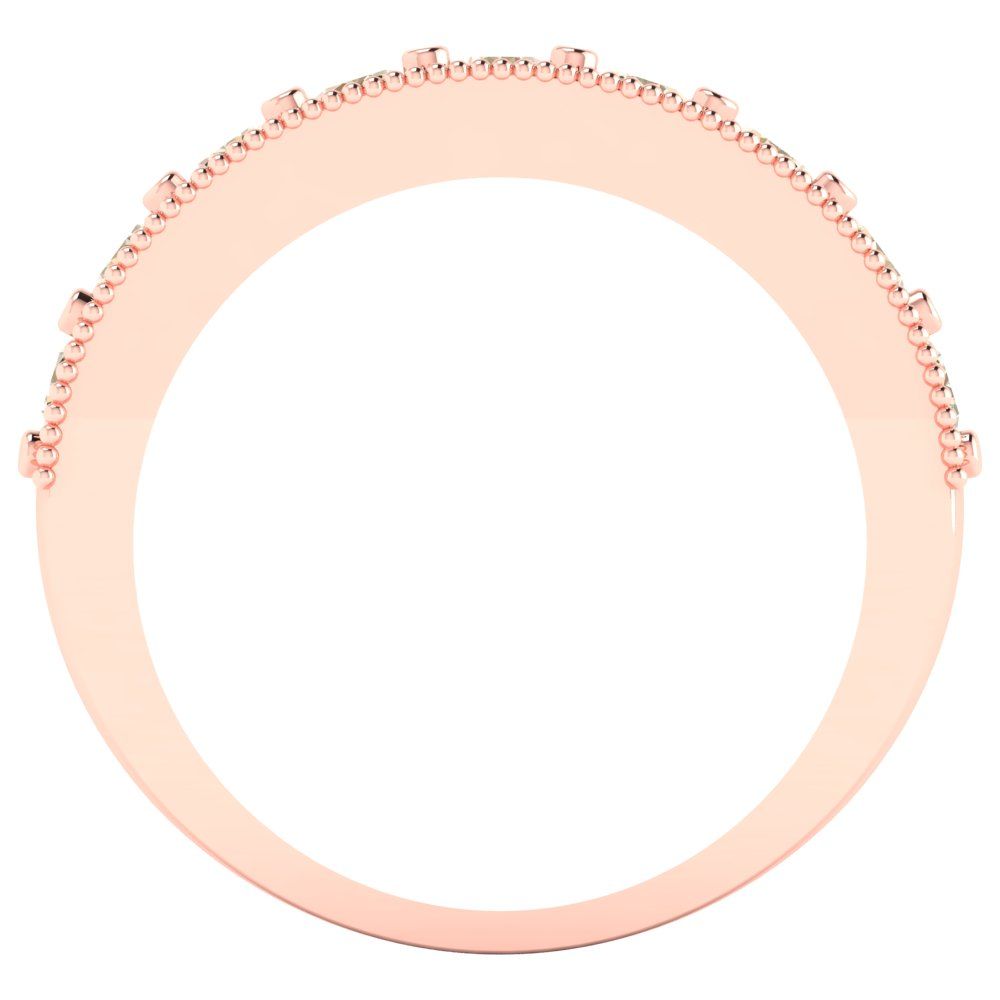 0.81 cttw Natural Morganite Round Cut Rose Gold Eternity Wedding Band