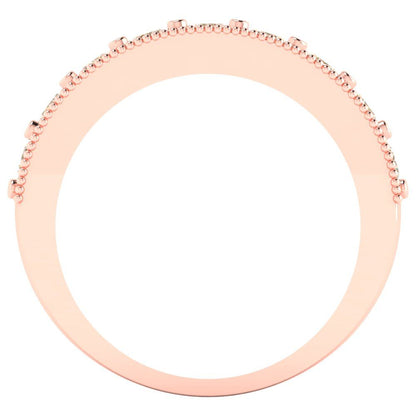 0.81 cttw Natural Morganite Round Cut Rose Gold Eternity Wedding Band