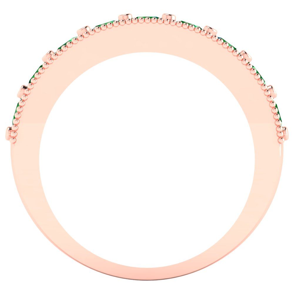 0.81 cttw Simulated Emerald Round Cut Rose Gold Eternity Wedding Band