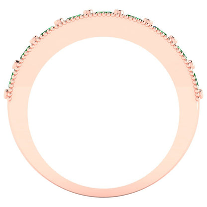 0.81 cttw Simulated Emerald Round Cut Rose Gold Eternity Wedding Band