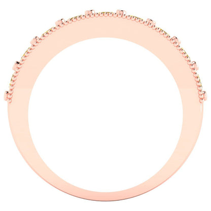 0.81 cttw Simulated Yellow Diamond Round Cut Rose Gold Eternity Wedding Band