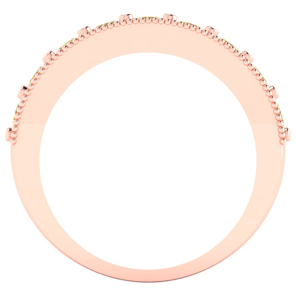 0.81 cttw Natural Citrine Round Cut Rose Gold Eternity Wedding Band