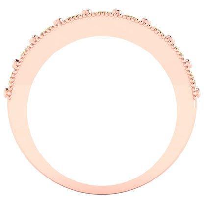 0.81 cttw Natural Citrine Round Cut Rose Gold Eternity Wedding Band