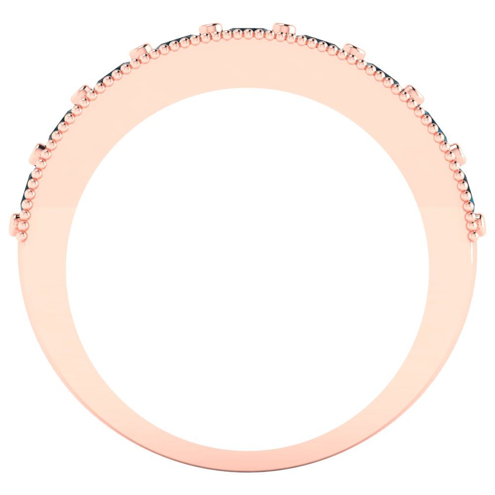 0.81 cttw Natural London Blue Topaz Round Cut Rose Gold Eternity Wedding Band