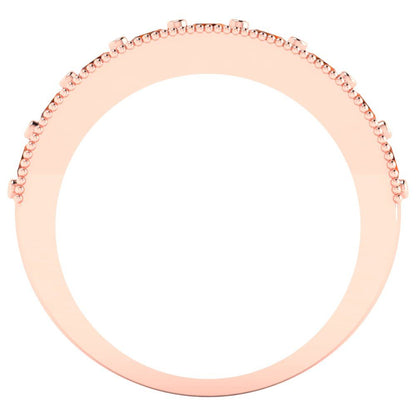 0.81 cttw Simulated Pink Tourmaline Round Cut Rose Gold Eternity Wedding Band