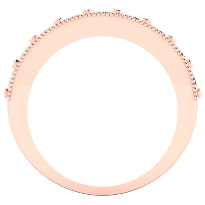 0.81 cttw Natural Sky Blue Topaz Round Cut Rose Gold Eternity Wedding Band