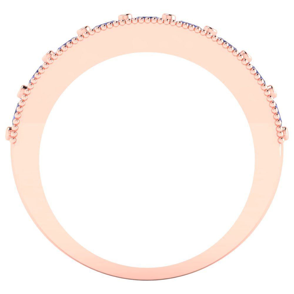 0.81 cttw Simulated Tanzanite Round Cut Rose Gold Eternity Wedding Band