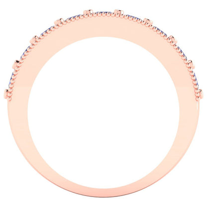 0.81 cttw Simulated Tanzanite Round Cut Rose Gold Eternity Wedding Band