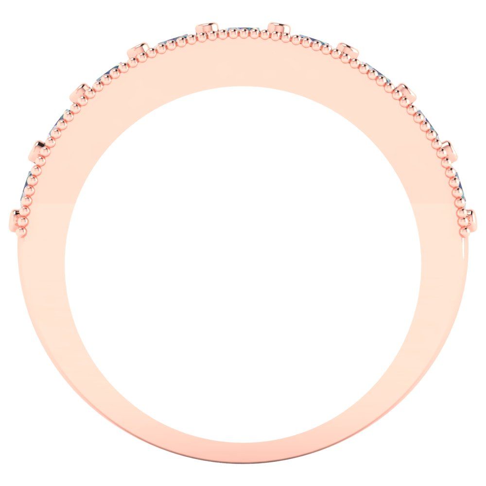 0.81 cttw Blue Moissanite Round Cut Rose Gold Eternity Wedding Band