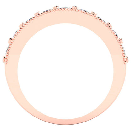 0.81 cttw Blue Moissanite Round Cut Rose Gold Eternity Wedding Band