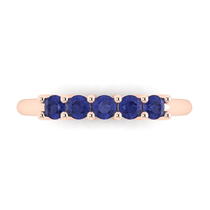 0.35 cttw Simulated Tanzanite Round Cut Rose Gold Eternity Wedding Band