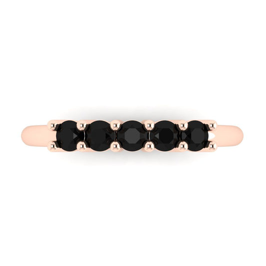 0.35 cttw Natural Onyx Round Cut Rose Gold Eternity Wedding Band