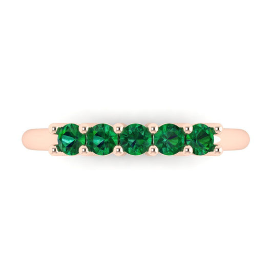 0.35 cttw Simulated Emerald Round Cut Rose Gold Eternity Wedding Band